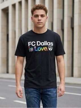 NWT Fanatics Unisex FC Dallas Black Graphic T-Shirt “Love Rainbow” - Size XL
